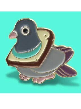 Pin Funny Pigeon Bread Toast Enamel Bag Charm Backpack Bird Meme City Whimsical